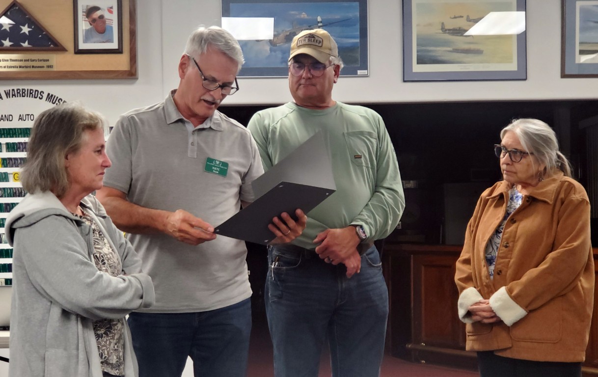 PRARC officers presenting Grace Foster, W6ULW, with a Certificate of Appreciation